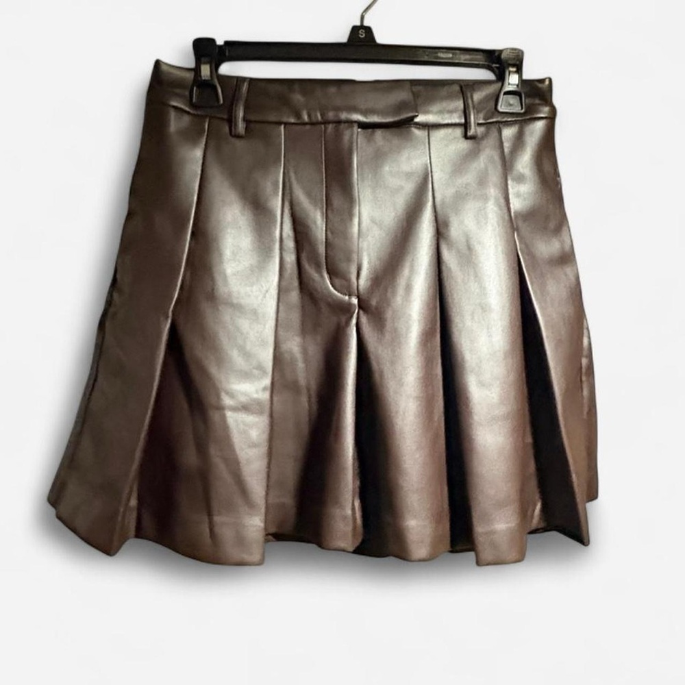 Dark Brown Pleated Mini Skirt